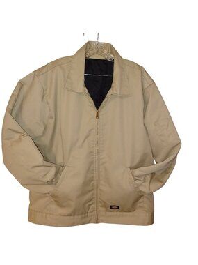 Dickies Jacket Eisenhower Work Beige Quilt Lined Front Zip Pocket Mens Size 2XL